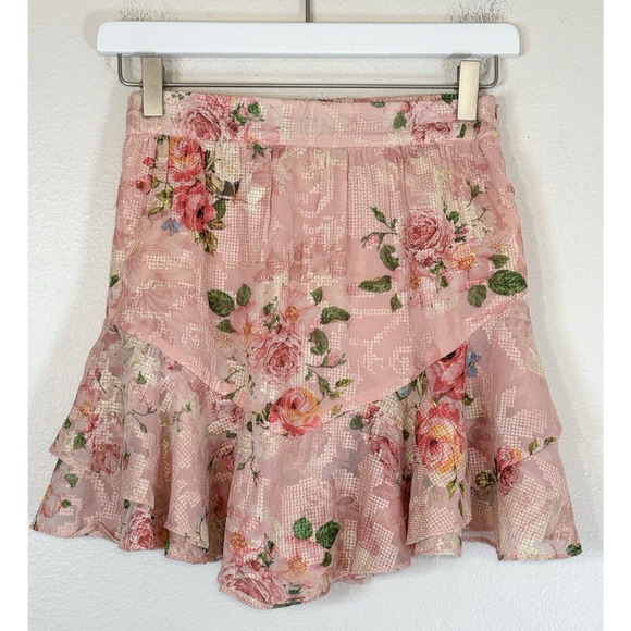 Hemant & Nandita Cross Stitch Skirt Floral Blush Coquette Fairycore Romantic, S - Picture 5 of 12